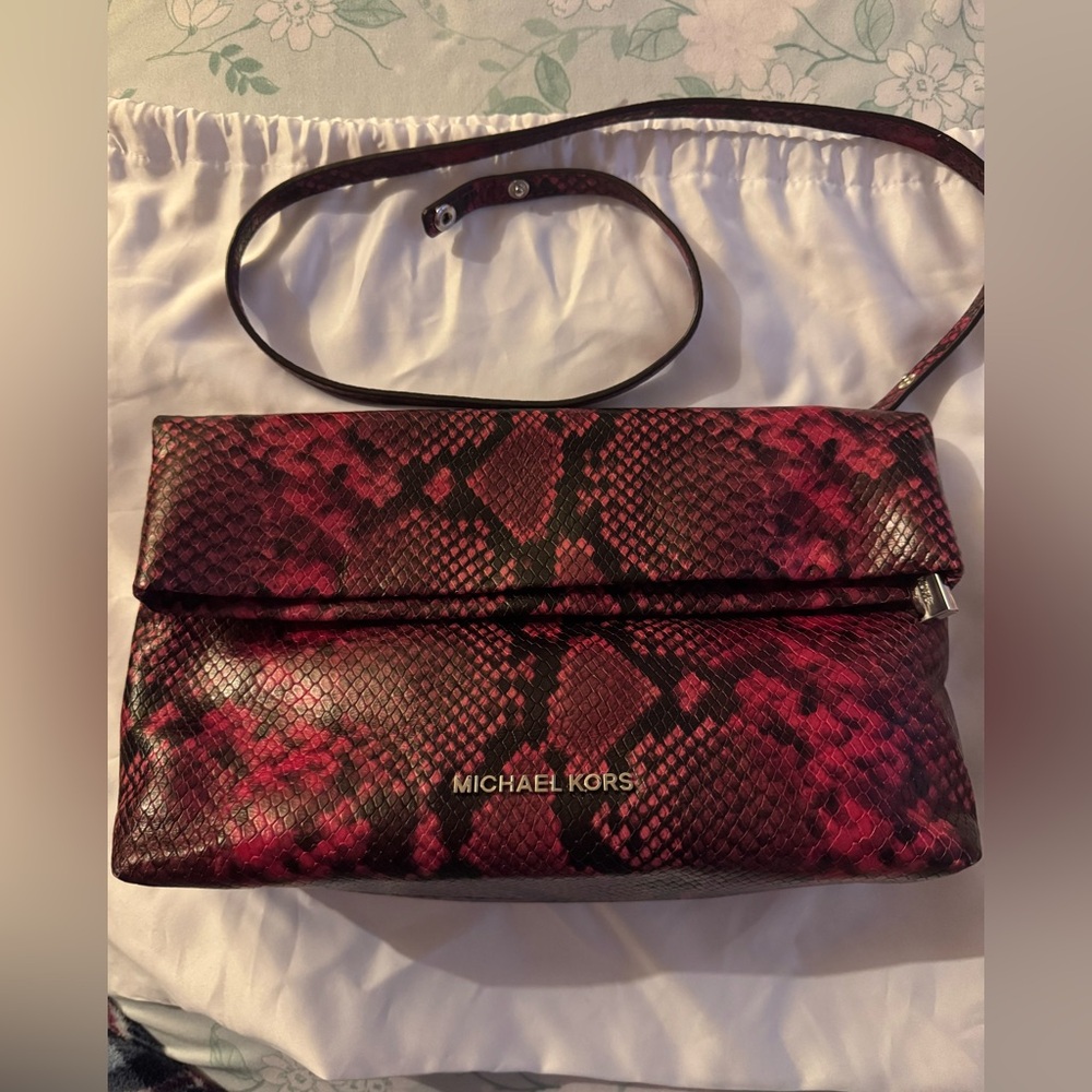 Michael Kors Snake Accent Leather Shoulder Bag